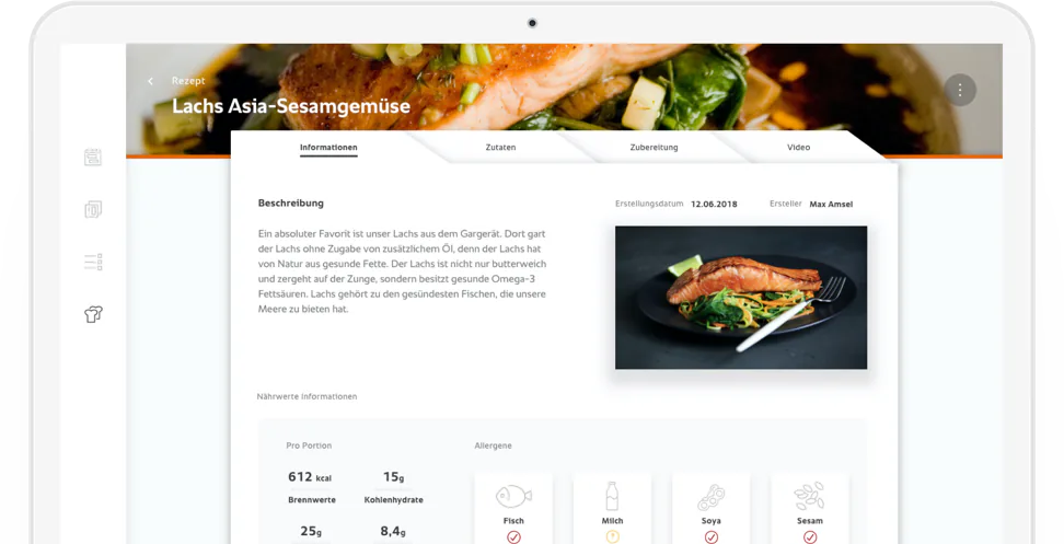 Dashboard der Connected-Cooking-Plattform