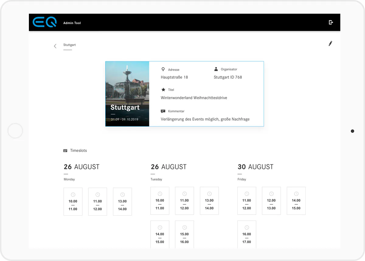 Admin Tool zur Verwaltung von Zeiträumen