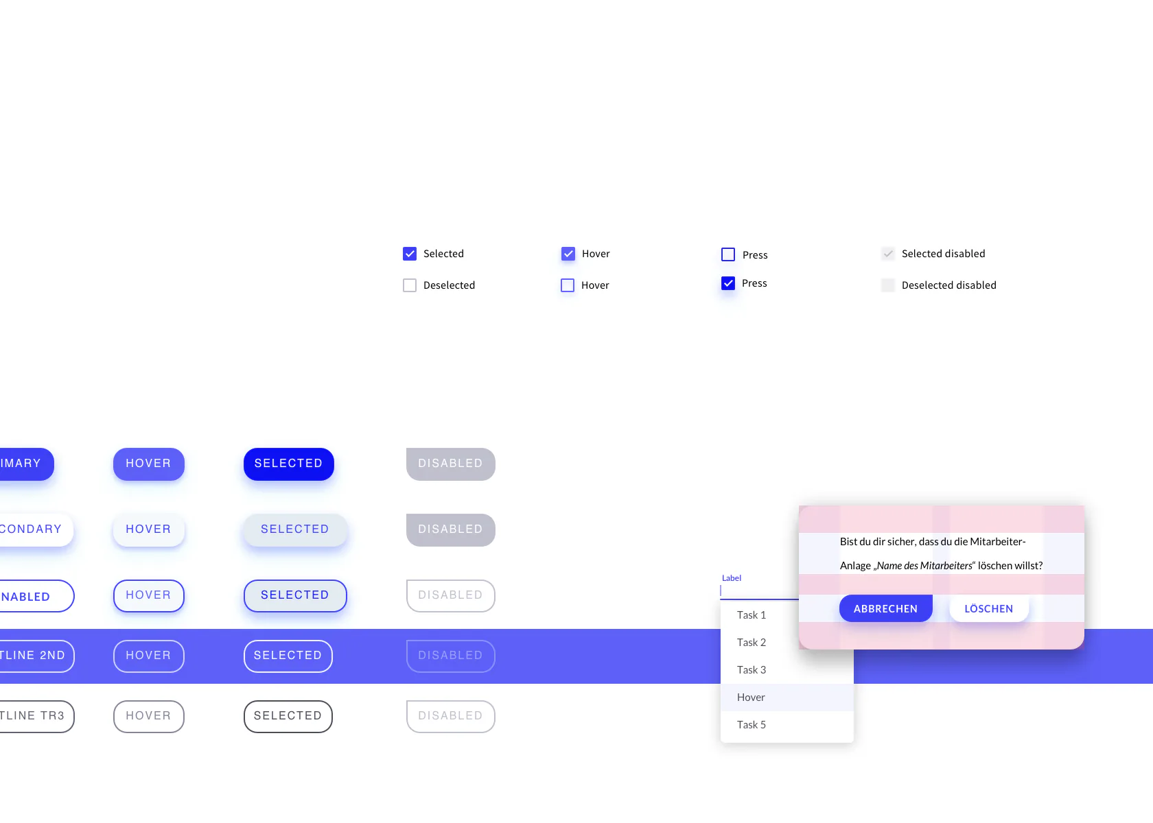 UI-Komponenten von James: Buttons, Checkboxen und Dialoge