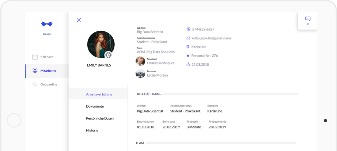 Mitarbeiterübersicht in James