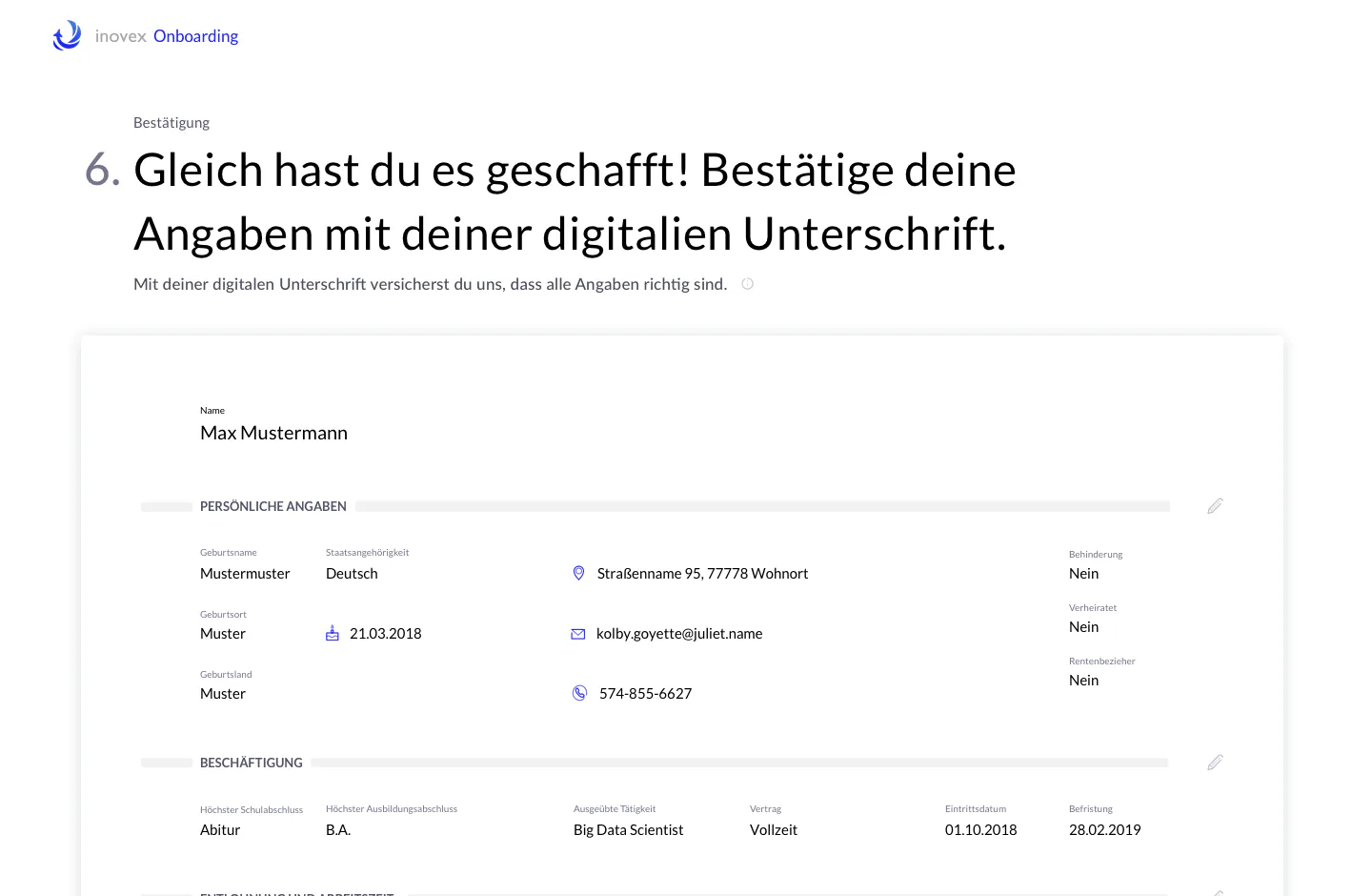 Upload persönlicher Dokumente